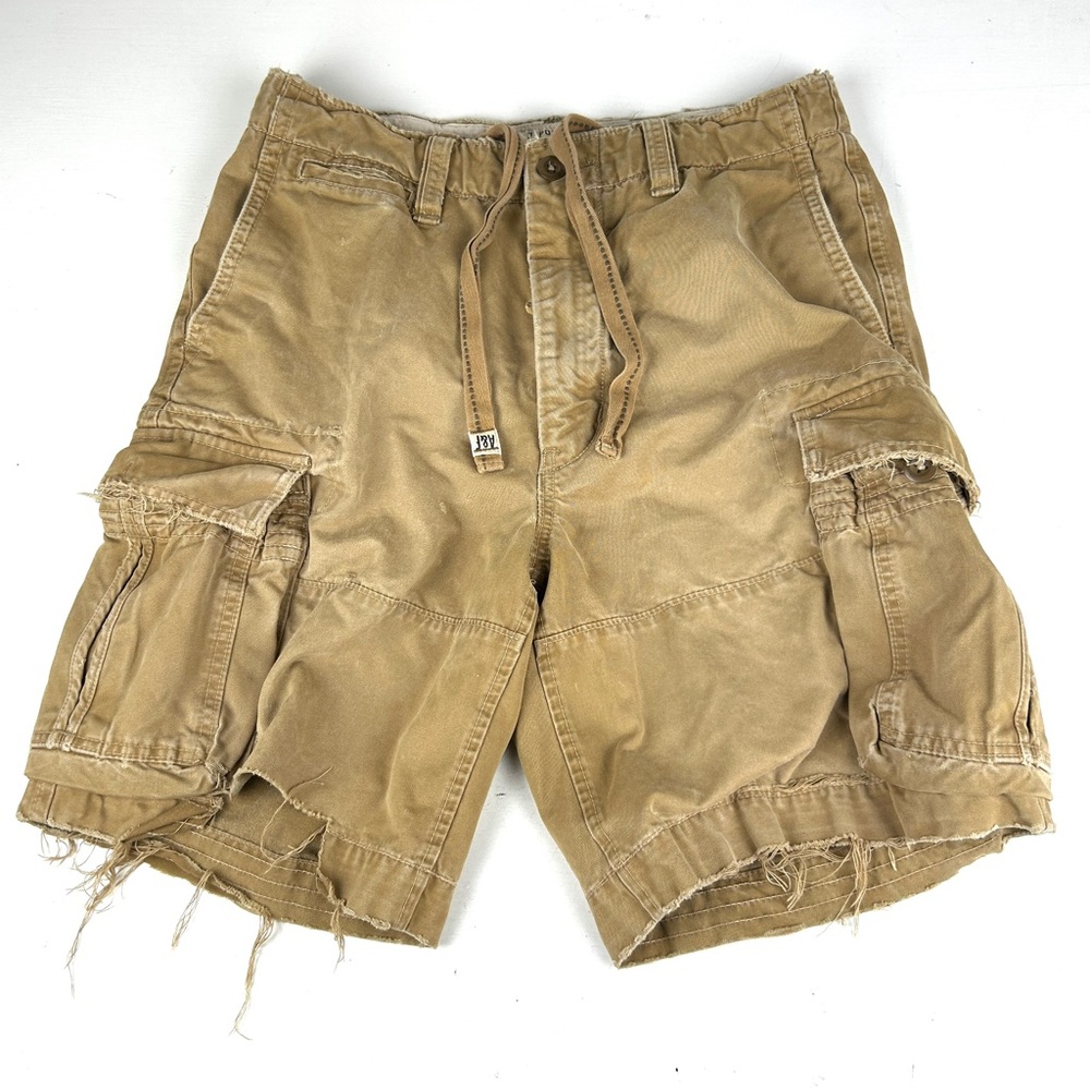 Abercrombie & Fitch Vintage Shorts Mens 34 Khaki Twill 7 Pocket AF Cargo Pockets
